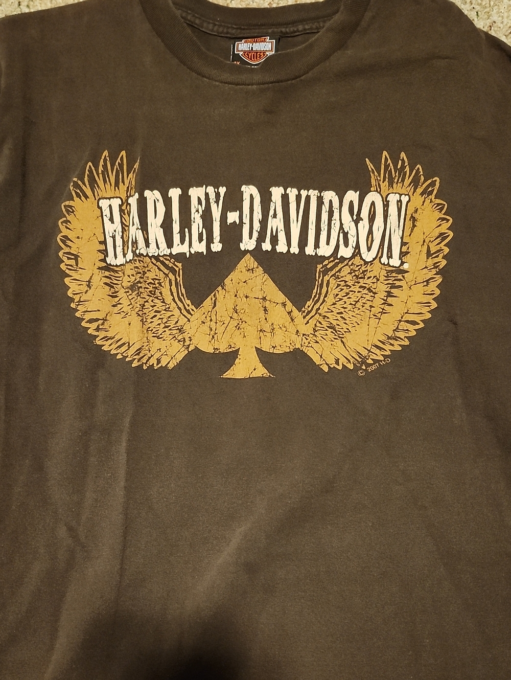 Harley-Davidson Brown and Gold Winged Spade 3X Tee - IN